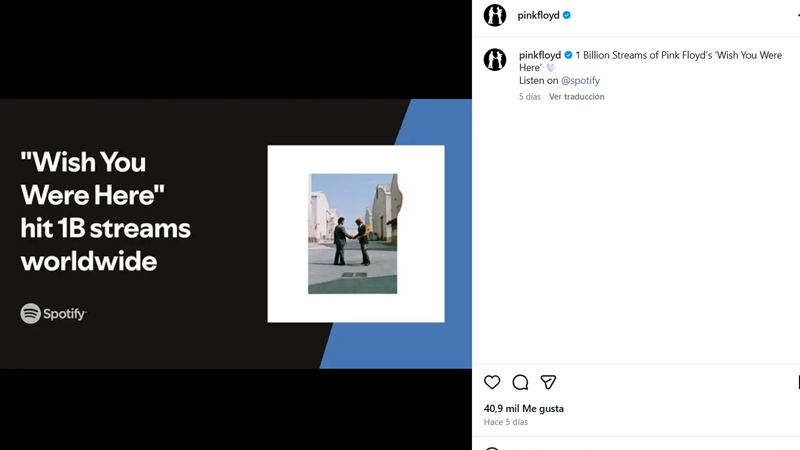 Pink Floyd rompe un récord histórico en Spotify con Wish You Were Here