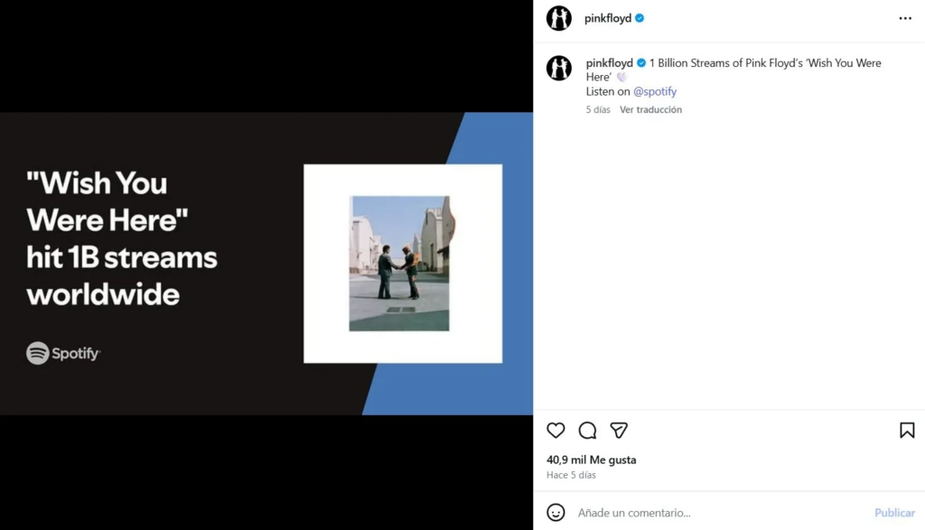 Pink Floyd rompe un récord histórico en Spotify con Wish You Were Here 1 image 3